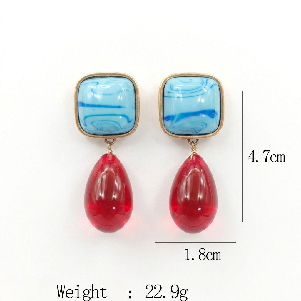 Dopamine beaded necklace new summer collarbone chain color fashion jewelry bracelet stud earrings