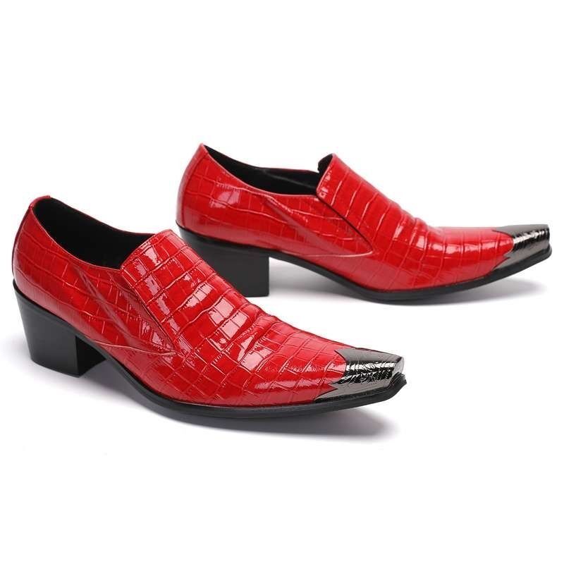 Scarpe da uomo eleganti e minimaliste con tacco alto, rosse