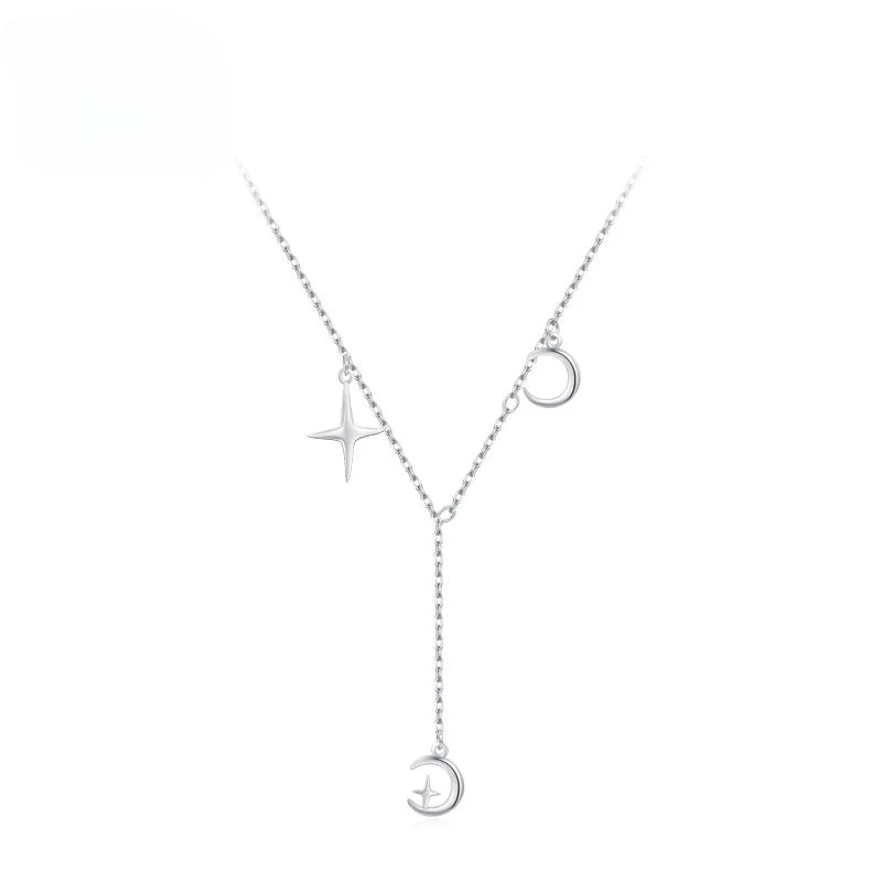 S925 Silver Star Moon Versatile Necklace