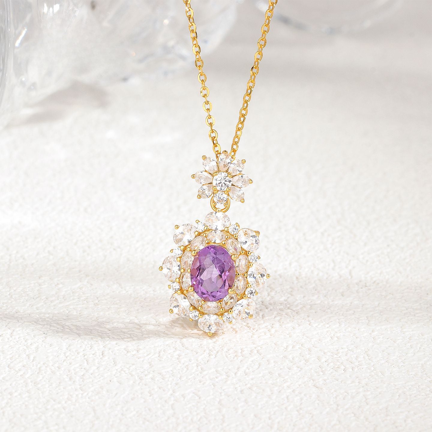 S925 Sterling Silver Natural Amethyst Necklace