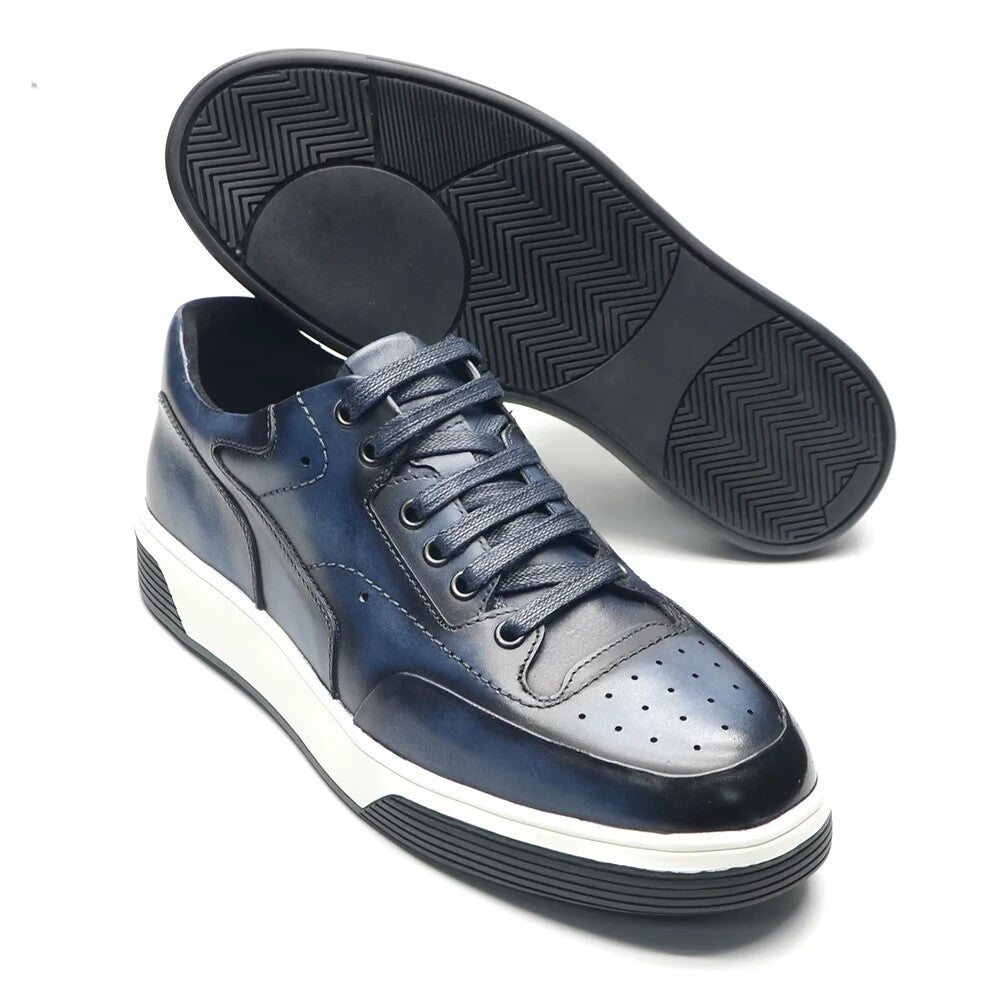 Scarpe casual di lusso in pelle fatte a mano, sneakers basse da uomo per l'esterno