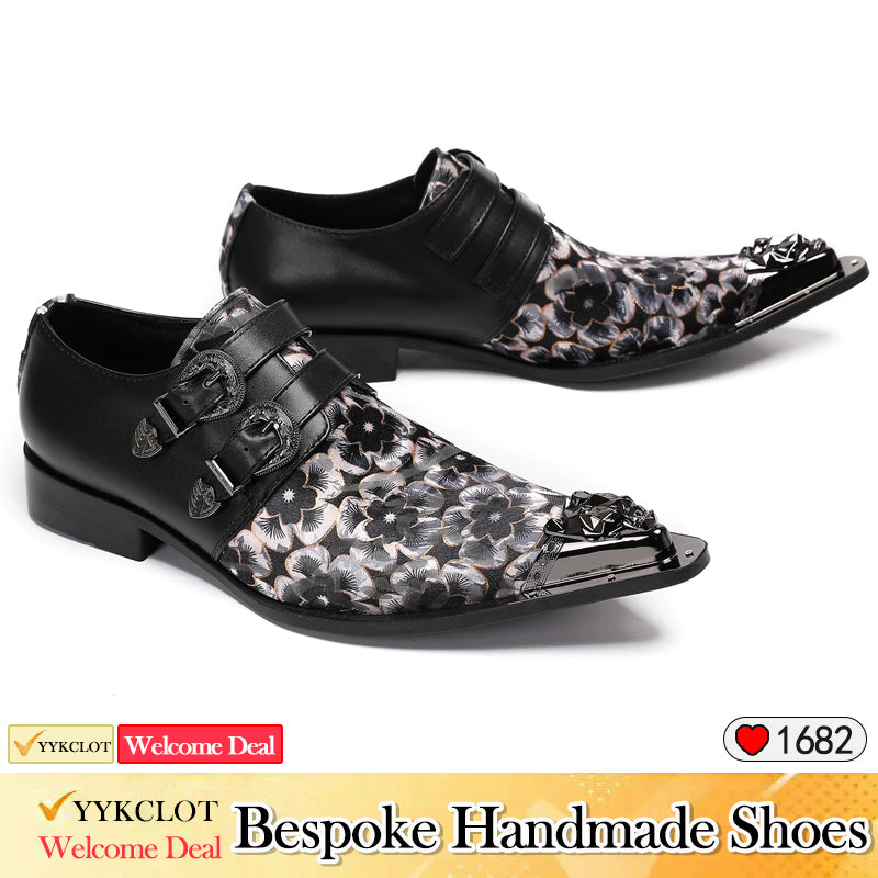 British print loafers men's business dress derby shoes