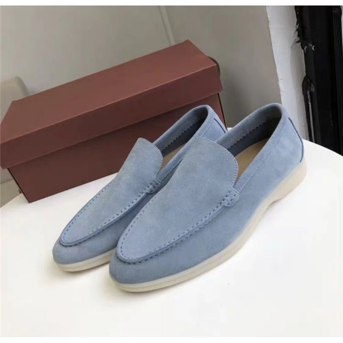 Celebrity style men's shoes retro fleece loafers