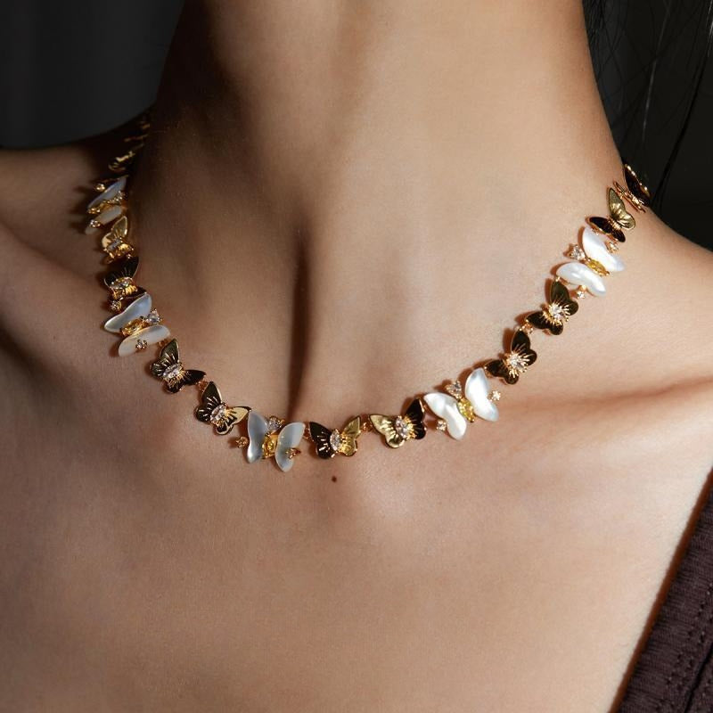 Fashion deep sea white shell butterfly collarbone necklace