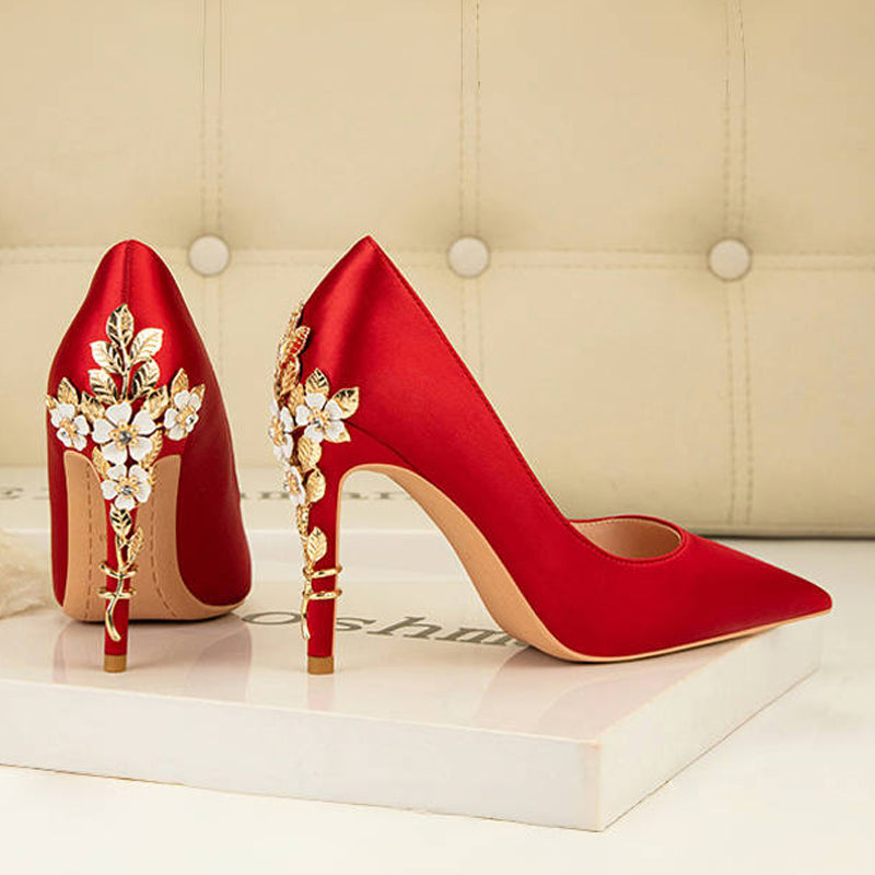 Light luxury flower stiletto wedding high heels