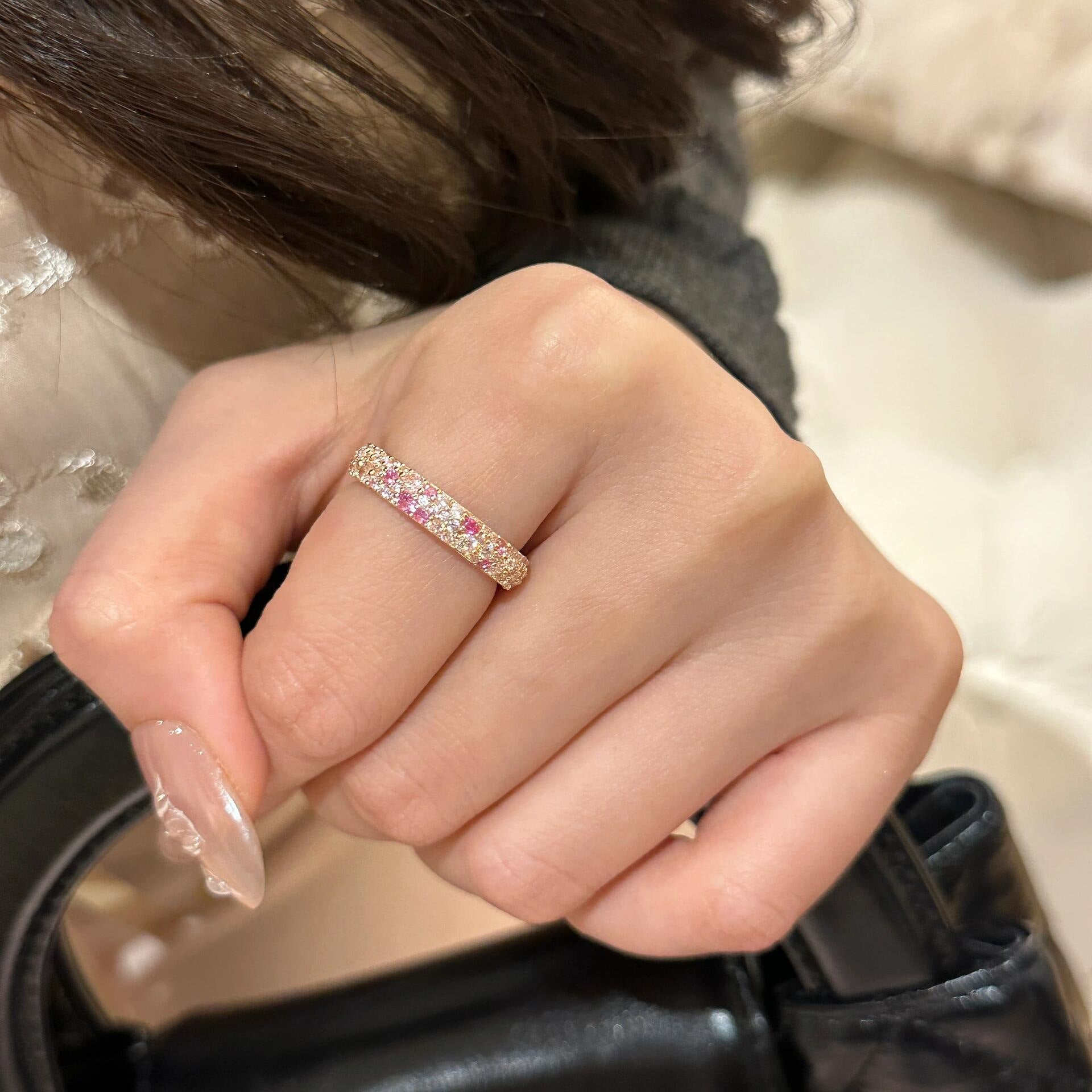 Pink colored diamond ring