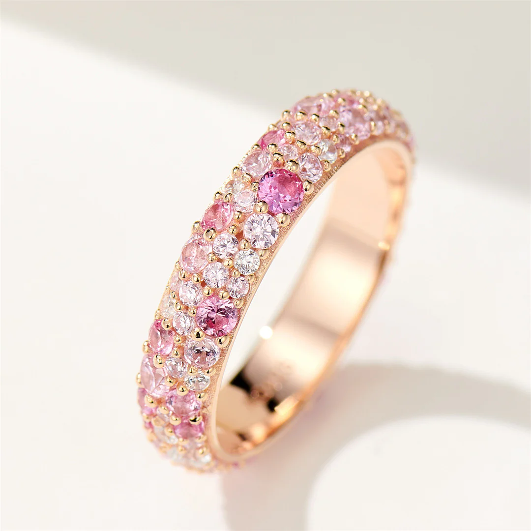 Sterling Silver Rose Gold Pink Diamond Ring