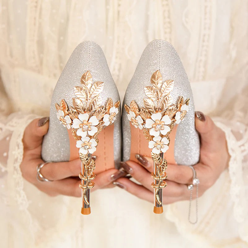 Fashion snake pattern pointed head shallow mouth nightclub high heels