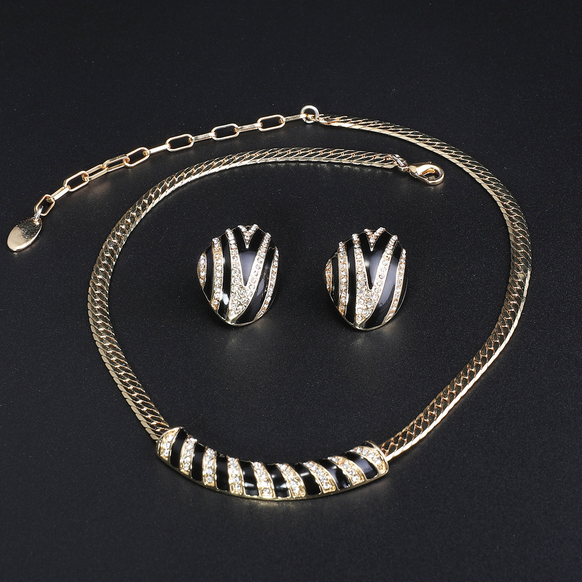 Fashion Zebra Pattern Diamond Set Necklace Series