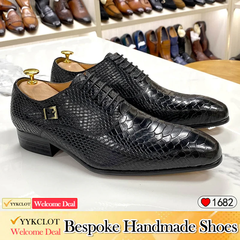 Luxury Men Oxford Shoes Lace up Split Toe Black Brown Men Dress Shoes Suede Patchwork Crocodile prints Leather Shoes Men