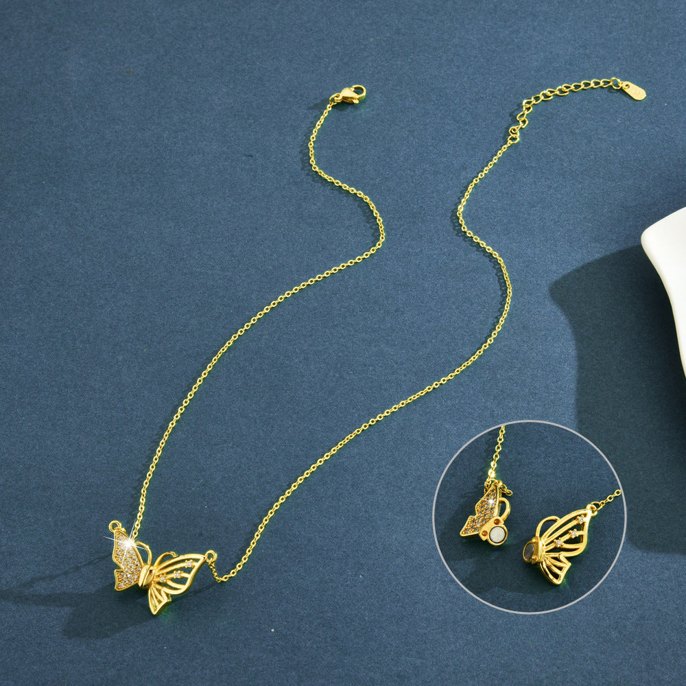Gold Diamond Magnetic Butterfly Necklace