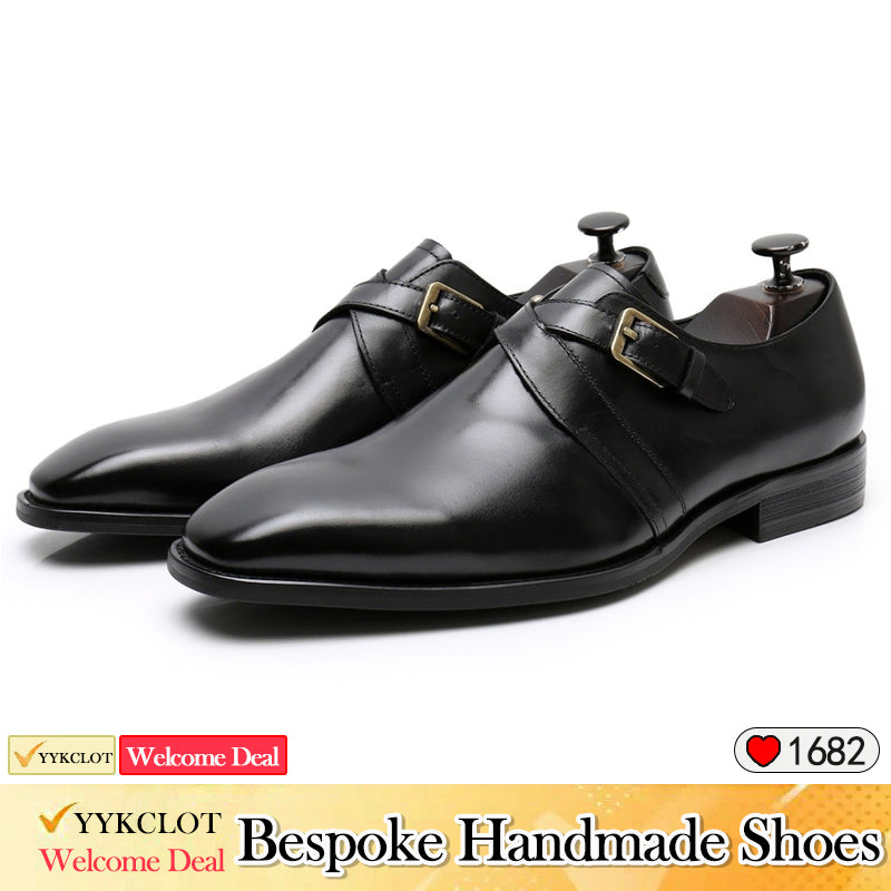 Leather buckle loafers men's wedding business dress leather shoes