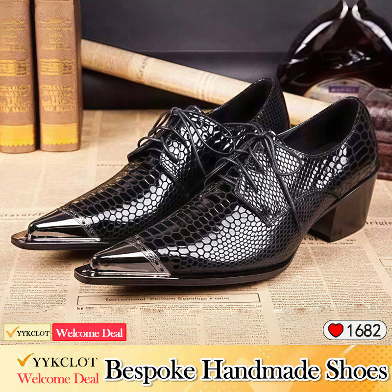 Scarpe eleganti da uomo in pelle nera con lacci a punta