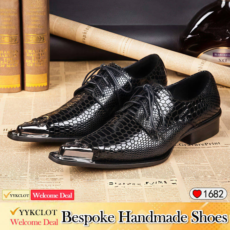 Scarpe eleganti da uomo in pelle nera con lacci a punta