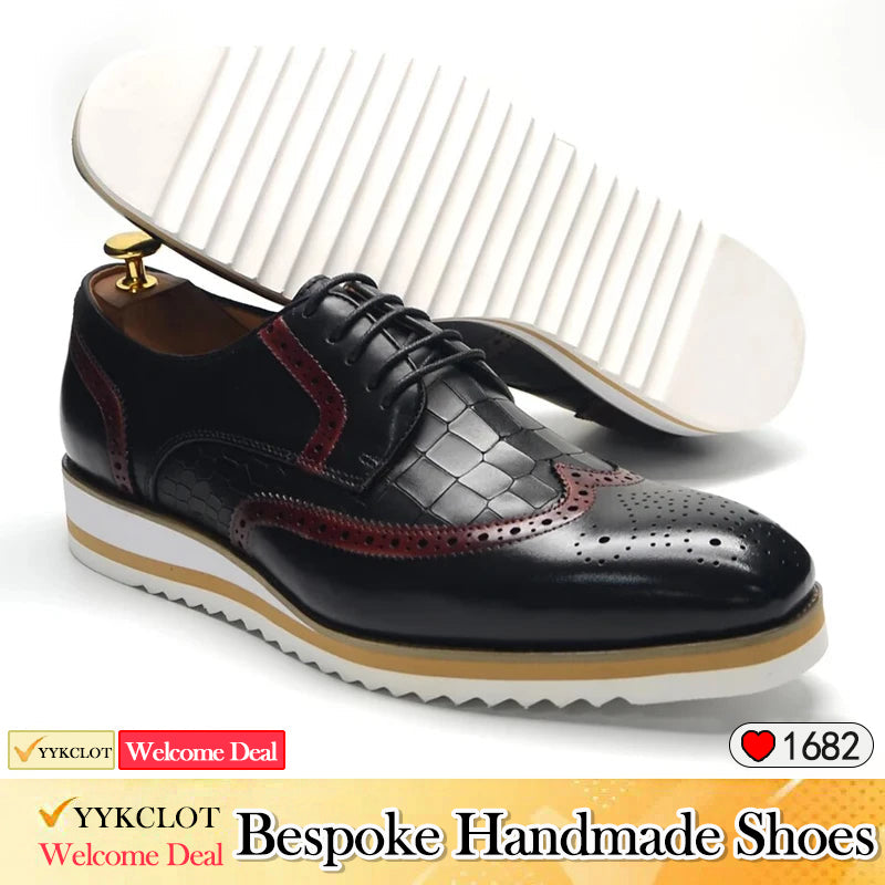 Chaussures classiques d'affaires en cuir pour hommes Chaussures décontractées en cuir sculptées à la main pour hommes richelieus derbies pour hommes