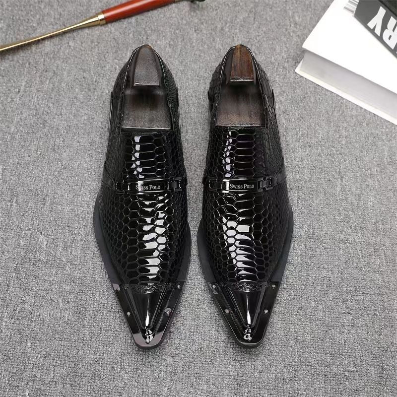 Black serpentine classic pointed leather shoes men's dress shoes
