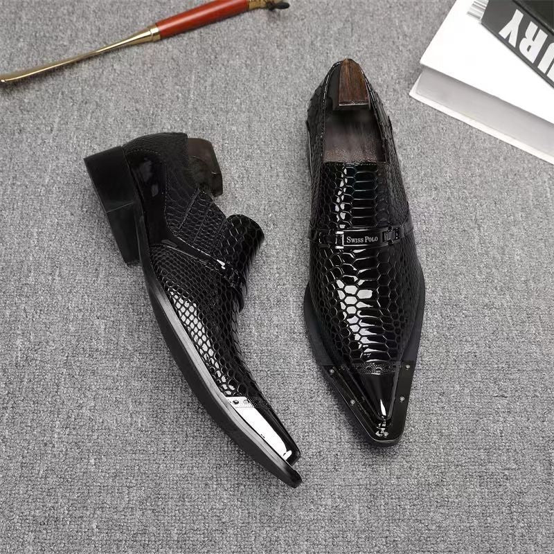 Black serpentine classic pointed leather shoes men's dress shoes