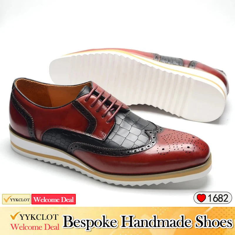 Chaussures classiques d'affaires en cuir pour hommes Chaussures décontractées en cuir sculptées à la main pour hommes richelieus derbies pour hommes