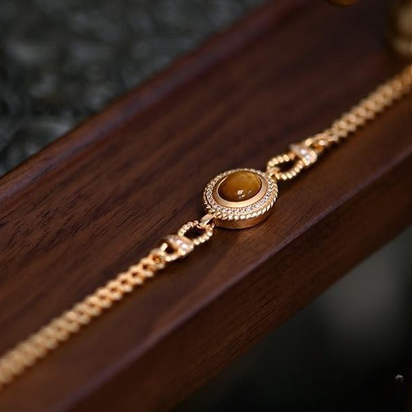 S925 Sterling Silver Tiger's Eye Retro Bracelet