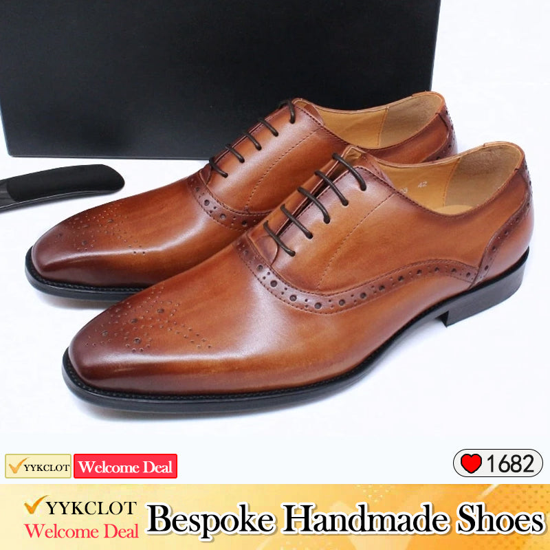 Oxford carved Brock men's lace-up dress shoes