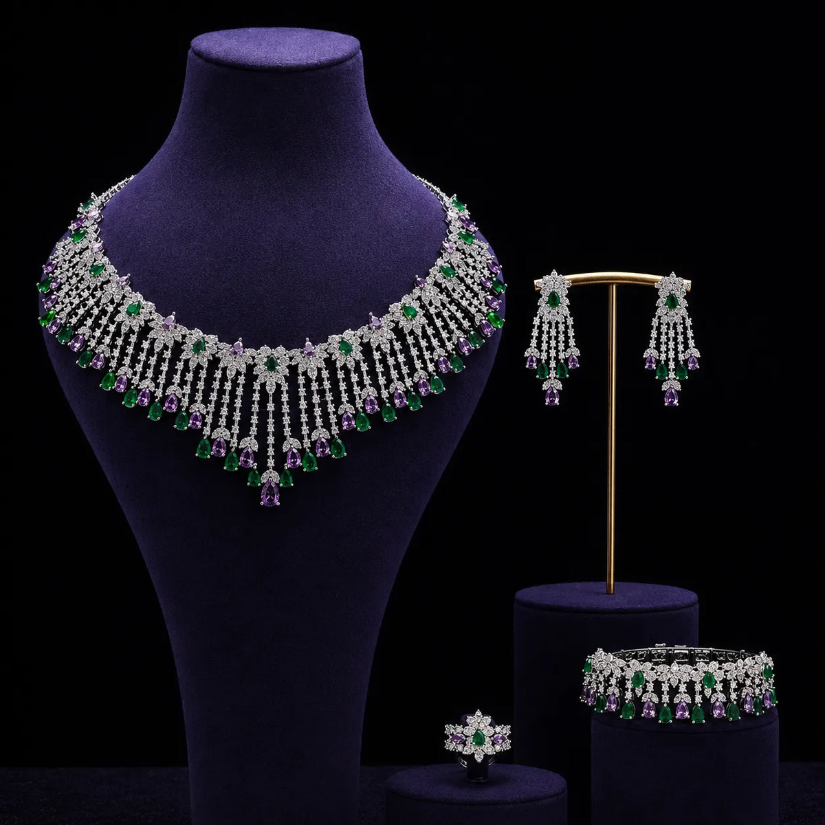 Stilvolles Vintage Schmetterling Halskette Ohrringe Set