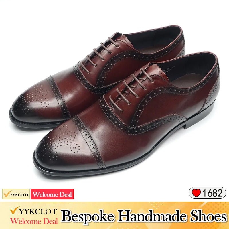 Color matching engraved Brock leather shoes men's business dress loafers
