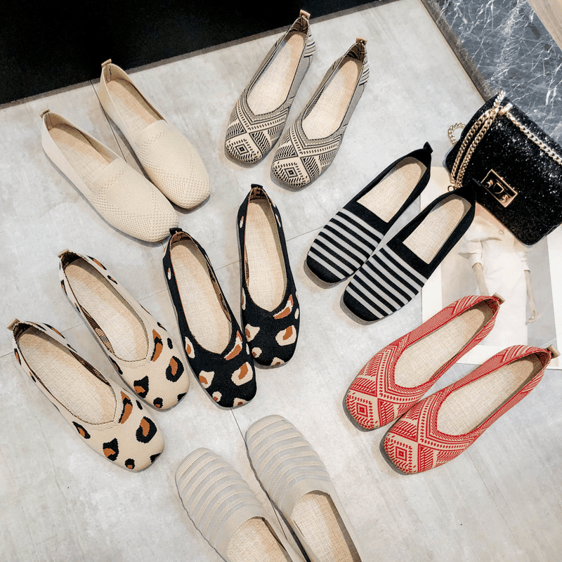 Women's Knitted Soft-soled Casual Shoes Fashion Breathable Loafers