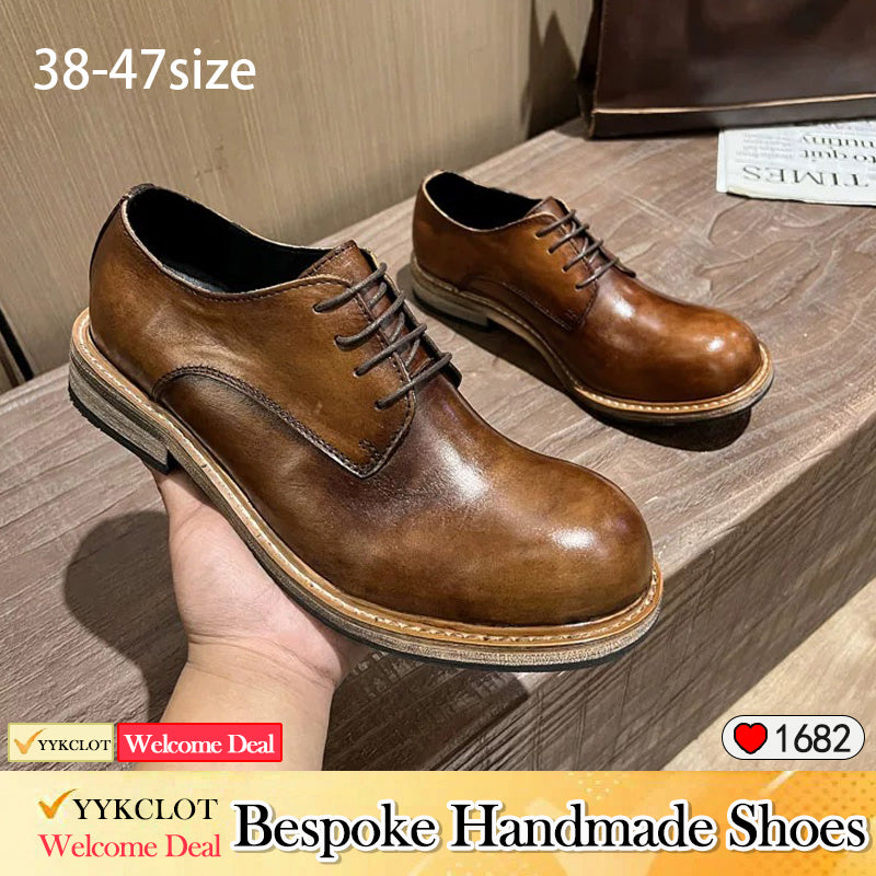 Brown lace-up British men's casual shoes