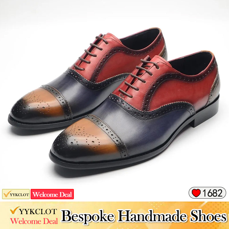 Color matching engraved Brock leather shoes men's business dress loafers