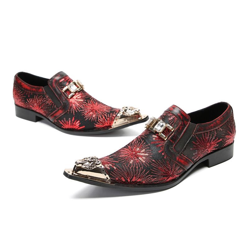 Rose gold fashion sequins handmade men's dress shoes