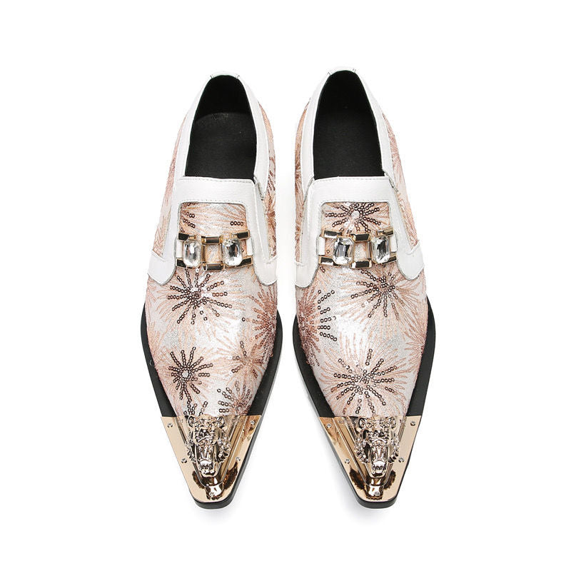 Rose gold fashion sequins handmade men's dress shoes