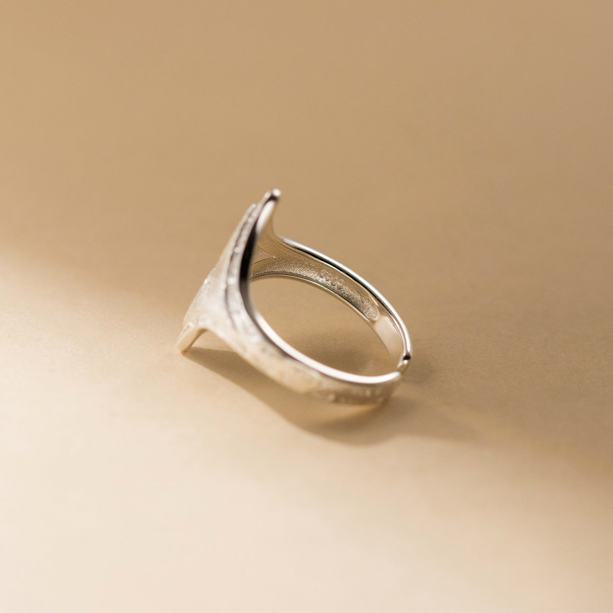 S925 Sterling Silver Vintage Brushed Four Pointed Star Ring