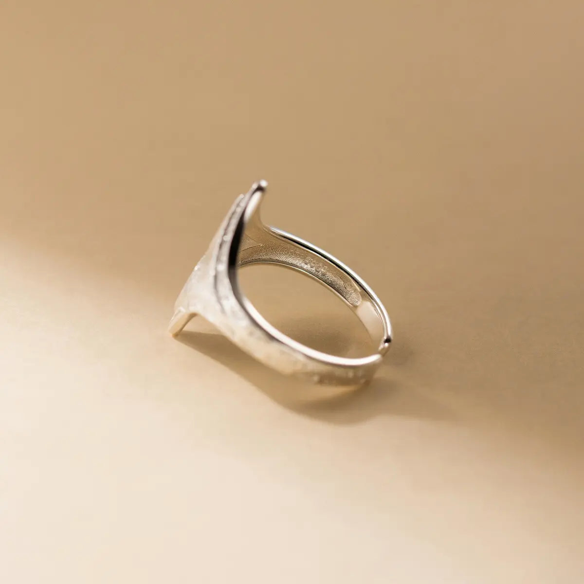 Bague en argent sterling S925 vintage brossé avec étoile à quatre branches