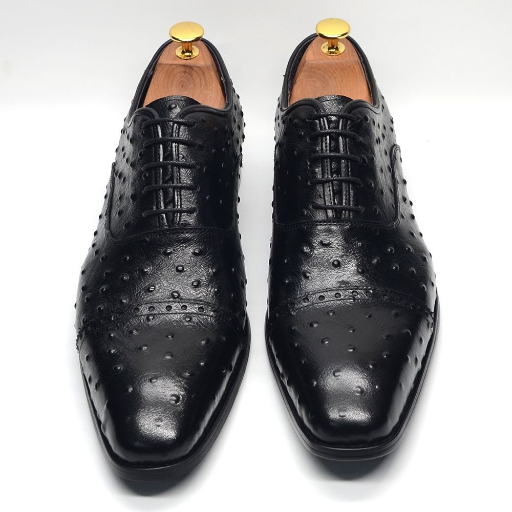 Fashion Ostrich Oxford Shoes Men's Business Dress Leather Shoes