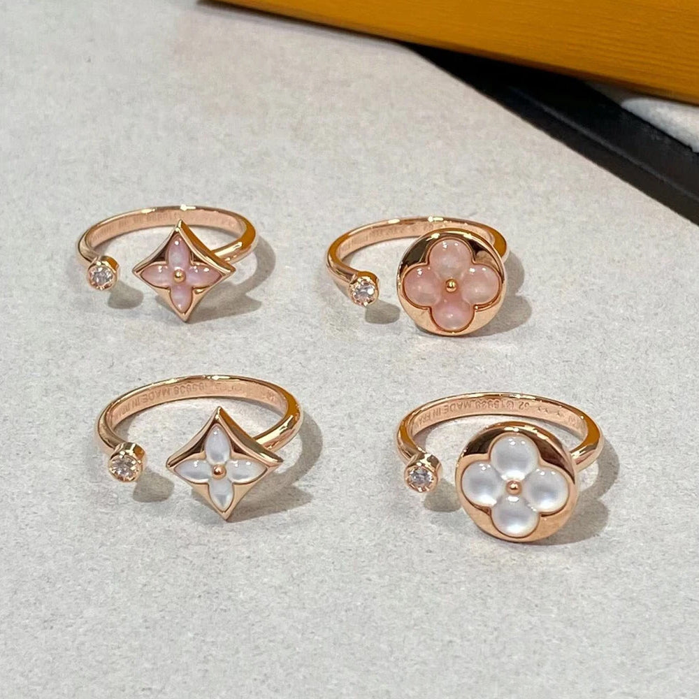 Fashion Clover White Fritillaria Open Ring