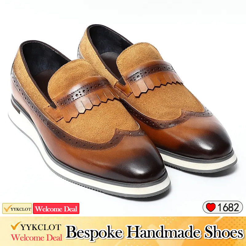 Fashion Carved Brock Leather Shoes Men's Dress Loafers