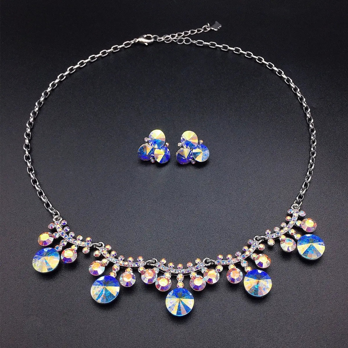 Collier de luxe en cristal bleu aigue-marine en forme de goutte – Bijoux de soirée élégants