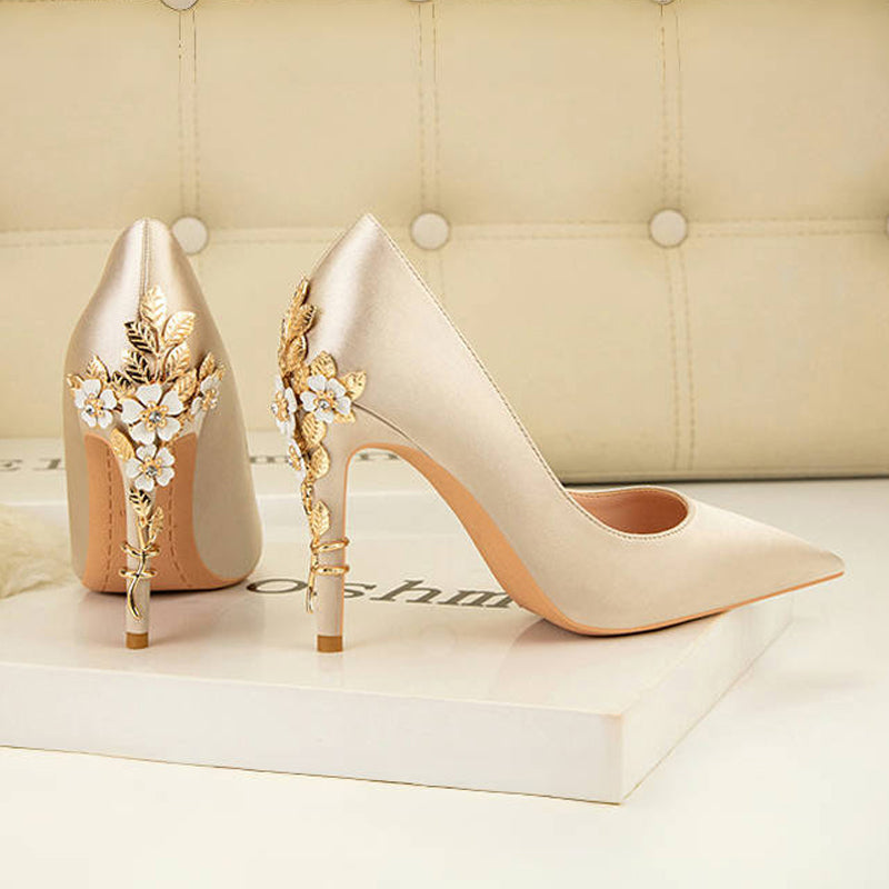 Light luxury flower stiletto wedding high heels
