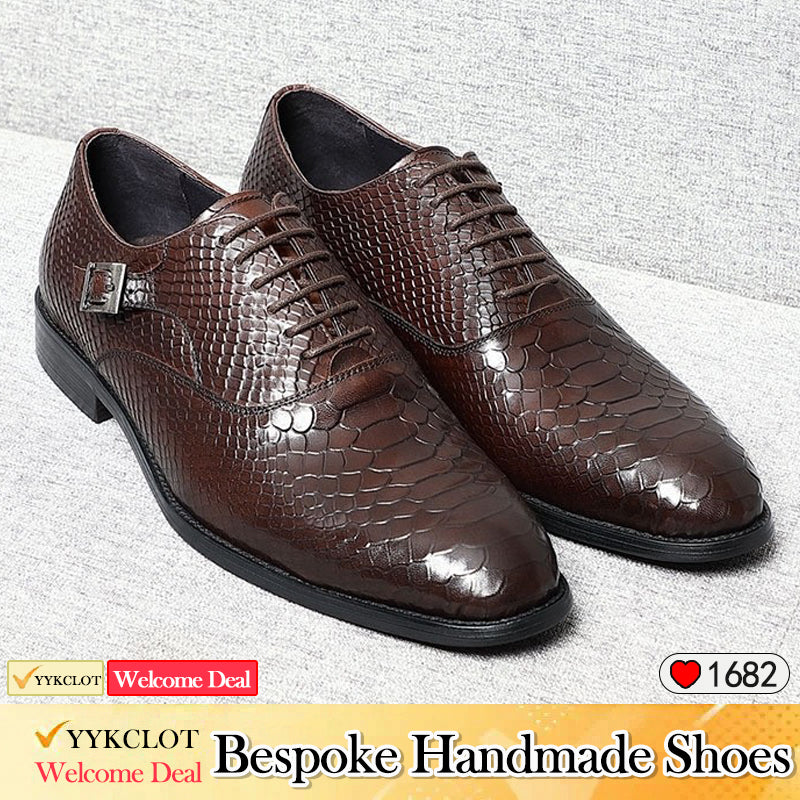 Luxury Men Oxford Shoes Lace up Split Toe Black Brown Men Dress Shoes Suede Patchwork Crocodile prints Leather Shoes Men