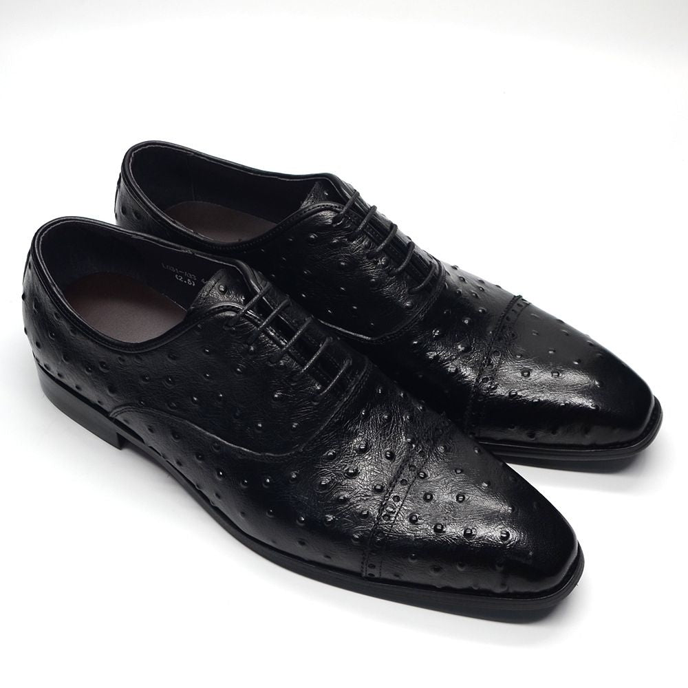 Fashion Ostrich Oxford Shoes Men's Business Dress Leather Shoes