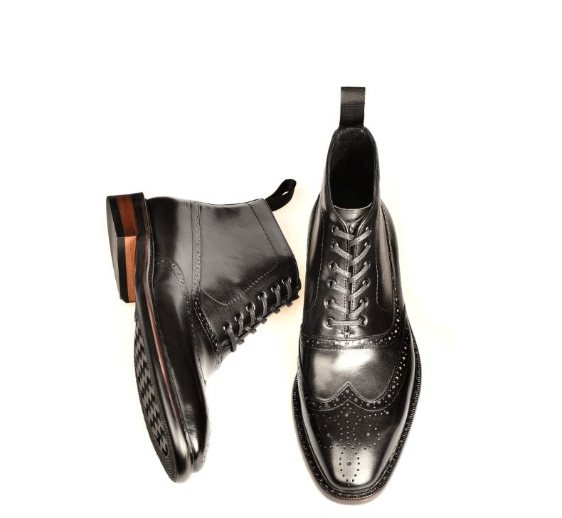 Vintage poliert gravierte Martin Stiefel Herren Echtlederstiefel