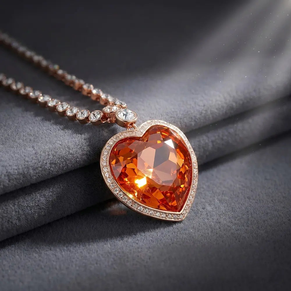 Ensemble de collier élégant en cristal autrichien « Cœur de l'Océan » bleu classique, ensemble de quatre pièces