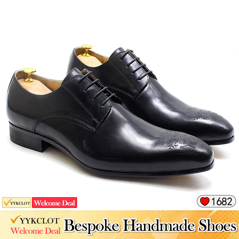 Men's Carved Pointed Business Dress Derby Shoes