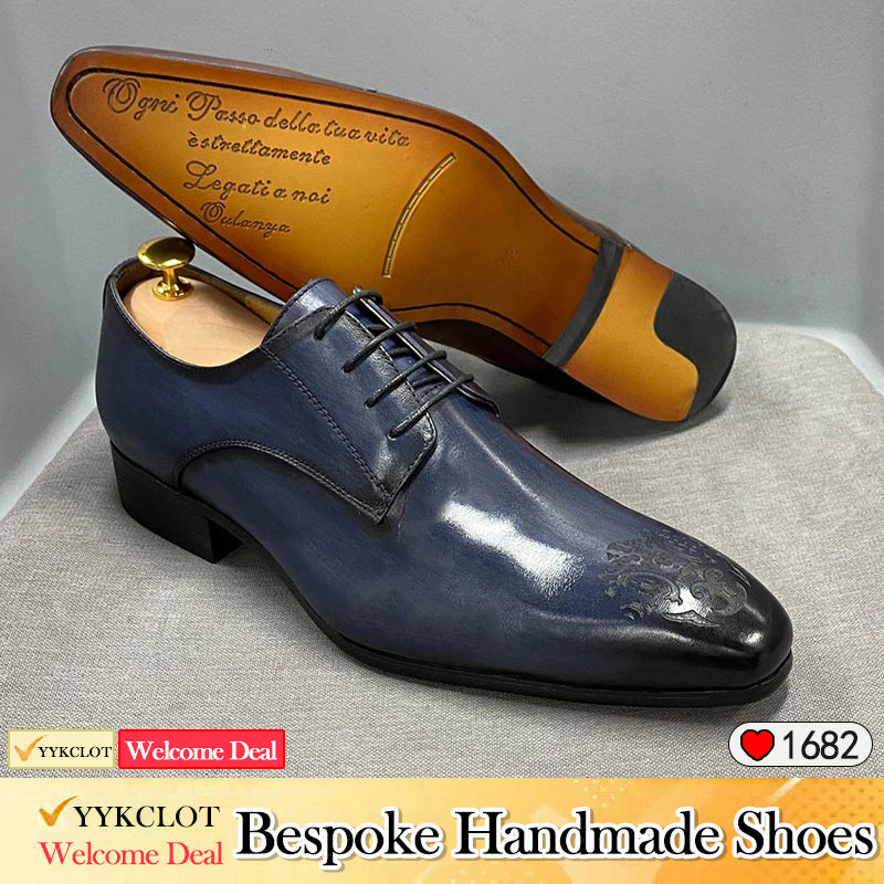 Men's Carved Pointed Business Dress Derby Shoes