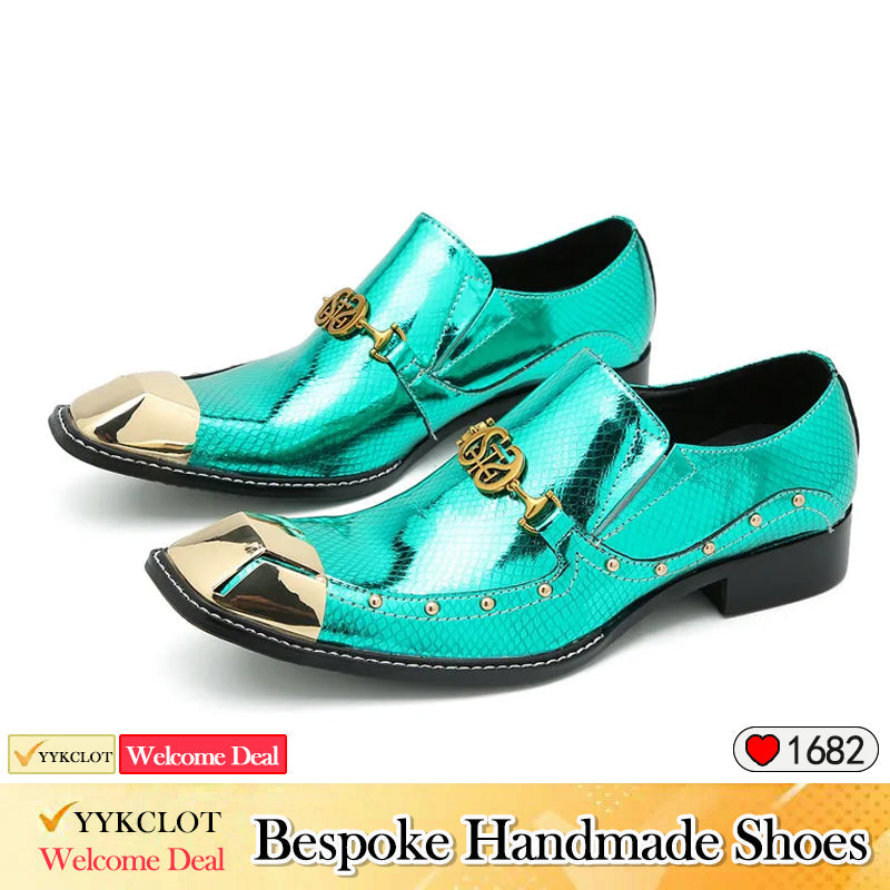 Green casual leather shoes Men's Oxford fashion dress shoes for men Party Banquet and Wedding Elegant Shoes derby shoes mens brogue shoes