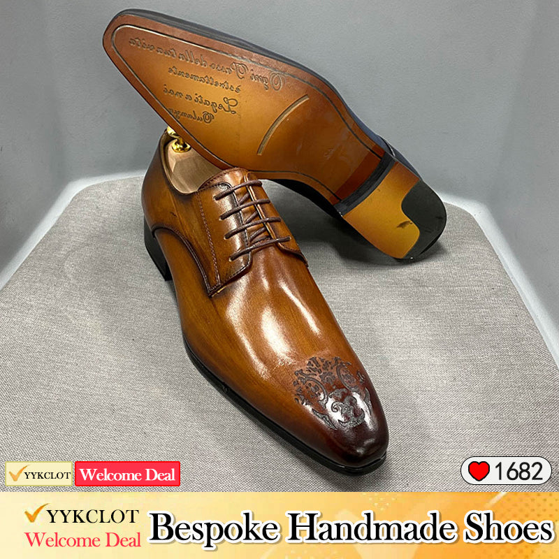 Men's Carved Pointed Business Dress Derby Shoes