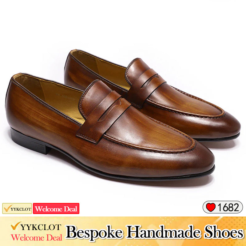 Brown Genuine Leather Business Loafers in British Style Men’s Leather Shoes