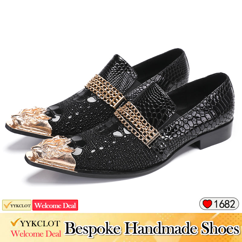 Gold handmade custom shoes Men's fashion dress shoes for men Plus Size derby shoes,Office,Party,Banquet,Wedding,Oxfords mens brogue shoes