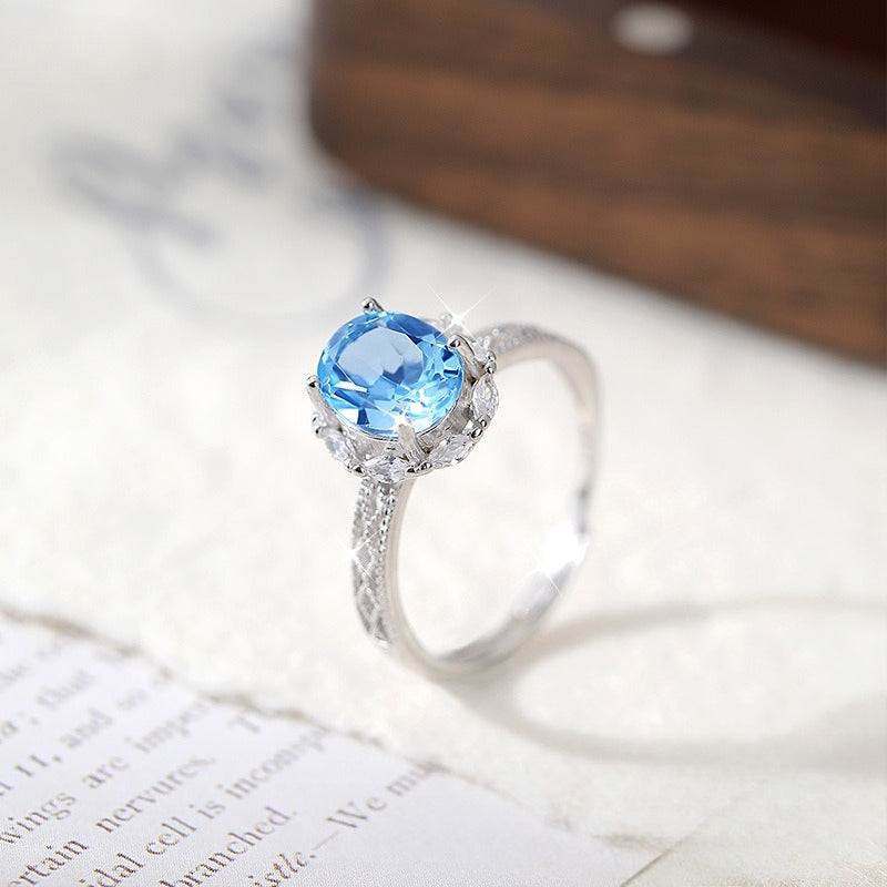 S925 Sterling Silver Color Treasure Adjustable Ring