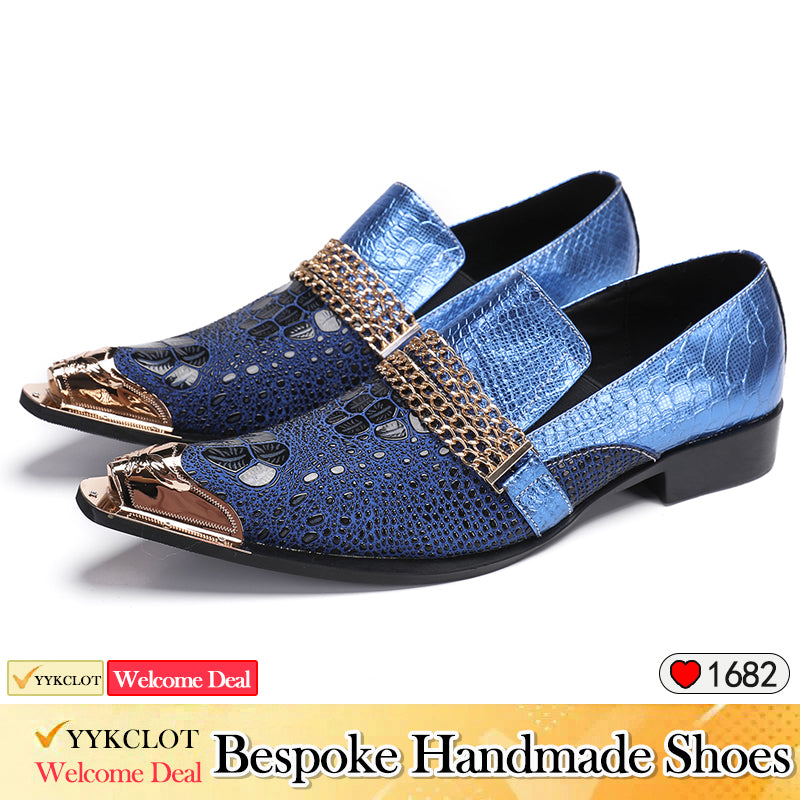 Gold handmade custom shoes Men's fashion dress shoes for men Plus Size derby shoes,Office,Party,Banquet,Wedding,Oxfords mens brogue shoes